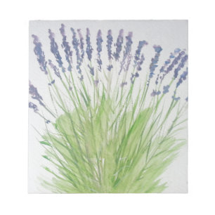 Lavender purple flowers floral herbs watercolor  notepad