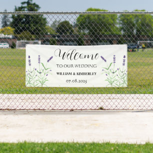 Lavender Purple Flowers Rustic Elegant Wedding Banner