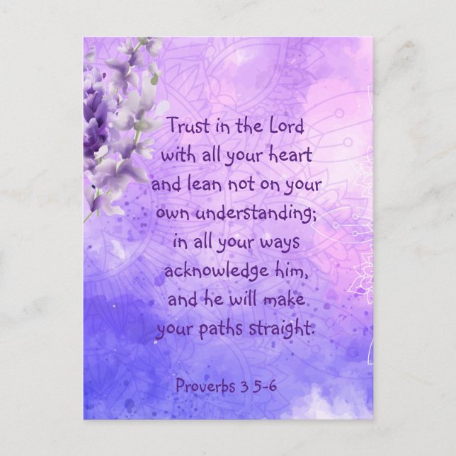 Lavender Purple Garden Flower Bible Scripture  Postcard (Front)
