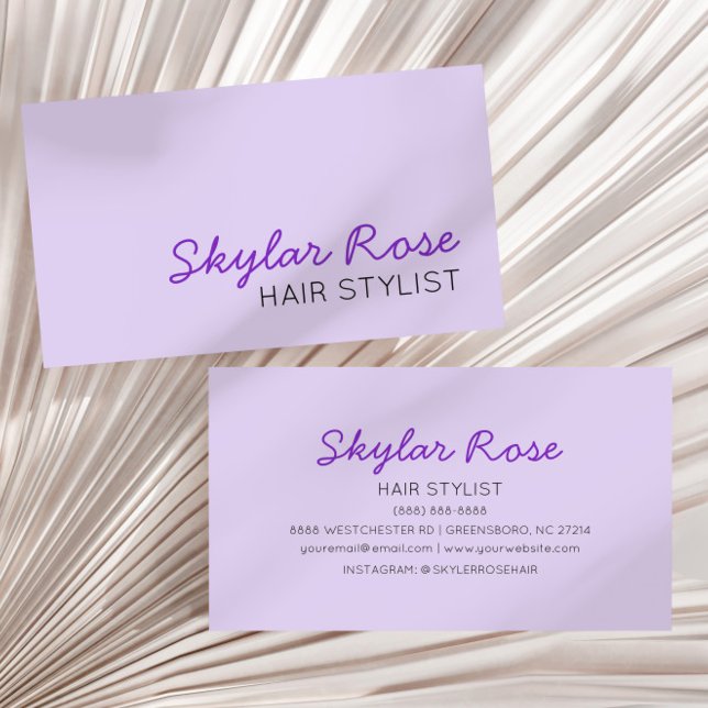 Lavender Purple Girly Cute Business Card (Creator Uploaded)