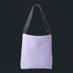 Lavender Purple Girly Script Monogram Name Modern Crossbody Bag<br><div class="desc">Lavender Purple anniversary,  baby shower or bachelorette party gift for someone that loves glam luxury and chic styles.</div>