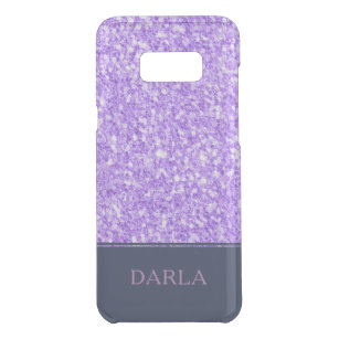Lavender Purple Glitter Blue Accent & Monogram Uncommon Samsung Galaxy S8 Plus Case