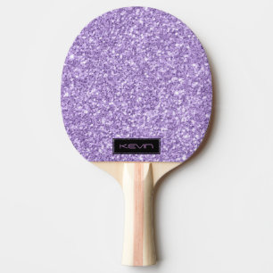 Lavender Purple Glitter Texture Print Monogram Ping Pong Paddle