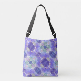 Lavender purple, Green abstract floral Crossbody Bag