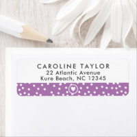 Lavender Purple Heart & Dots Cute Girly Address