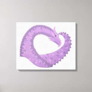 Lavender purple heart dragon on white canvas print