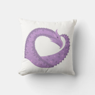 Lavender purple heart dragon on white cushion