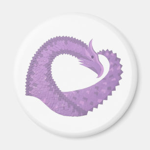 Lavender purple heart dragon on white magnet