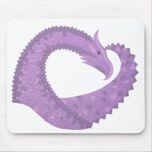 Lavender purple heart dragon on white mouse pad