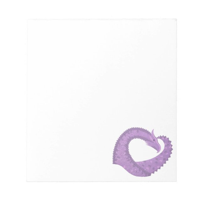 Lavender purple heart dragon on white notepad (Front)