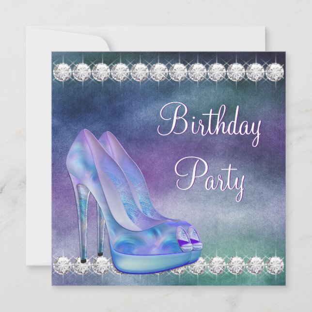 Lavender Purple High Heel Shoe Birthday Party Invitation (Front)