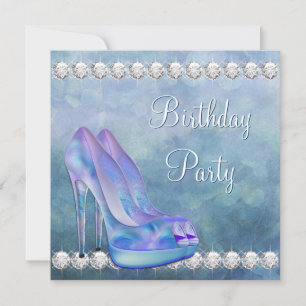 Lavender Purple High Heel Shoe Birthday Party Invitation