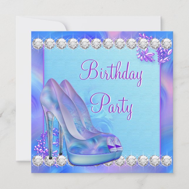 Lavender Purple High Heel Shoe Birthday Party Invitation (Front)