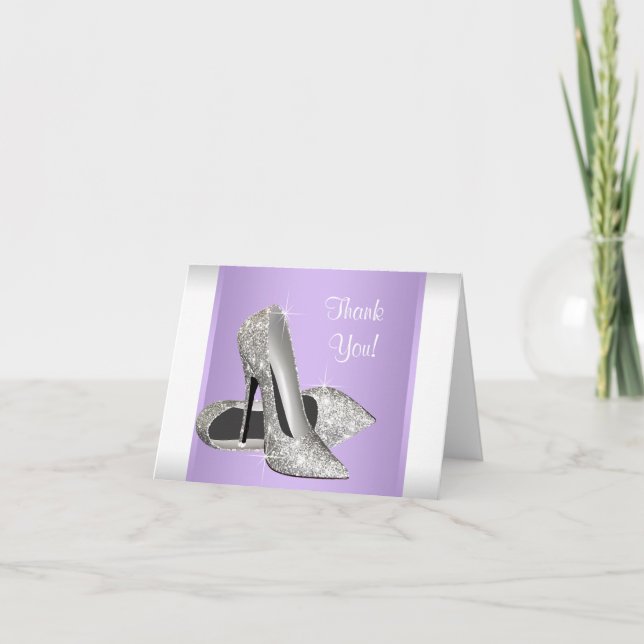 Lavender Purple High Heel Shoe Thank You Cards (Front)