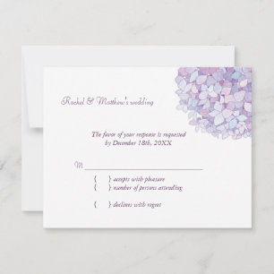 Lavender Purple Hydrangea Wedding RSVP Card
