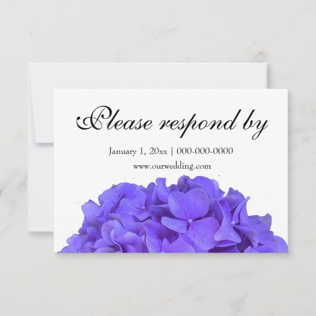 Lavender purple Hydrangeas purple Flowers RSVP Save The Date (Front)