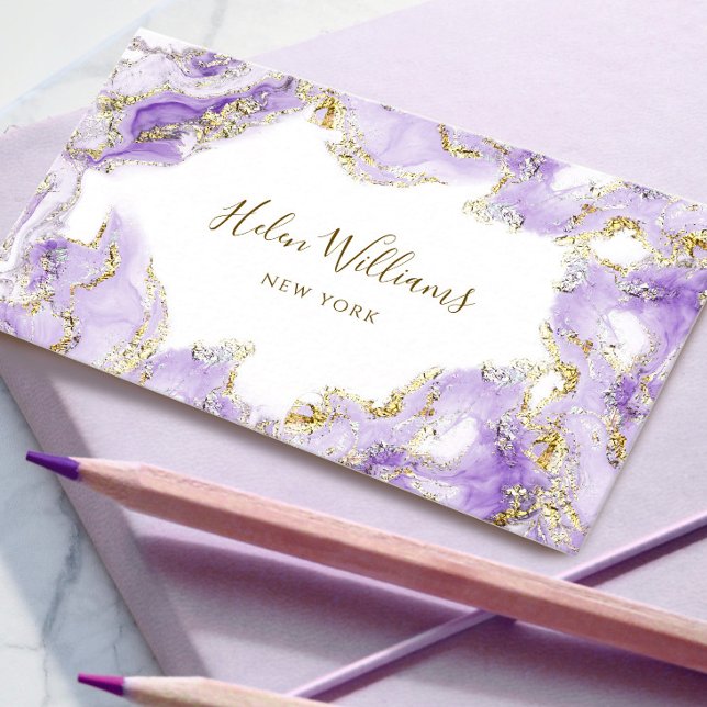 lavender purple ink marble business card (Creator Uploaded)
