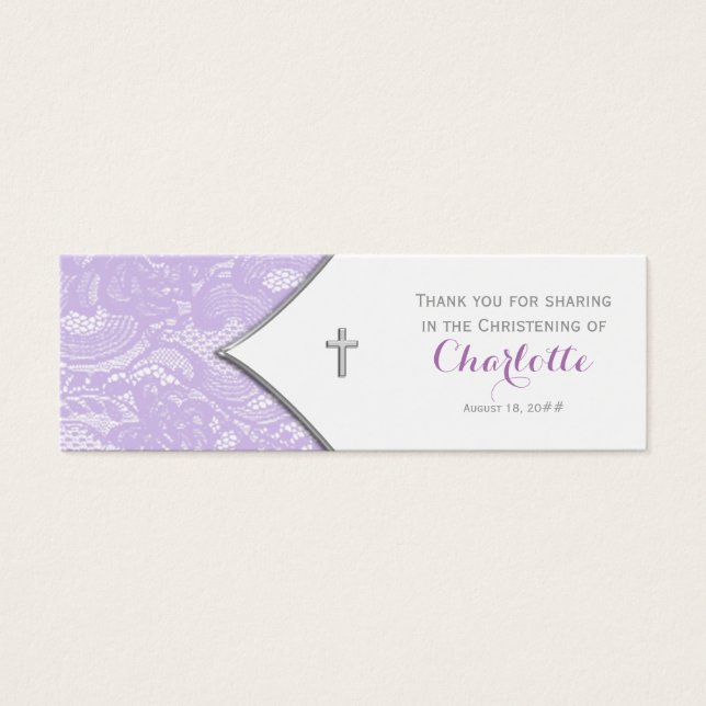 Lavender Purple Lace Cross Bomboniere Tags (Front)