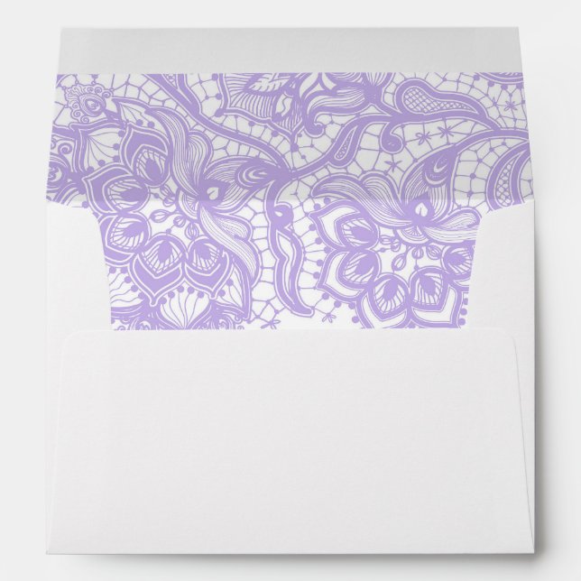 Lavender Purple Lace Wedding Envelope (Back (Bottom))