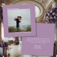 Lavender Purple Love Thanks Photo & Note Wedding