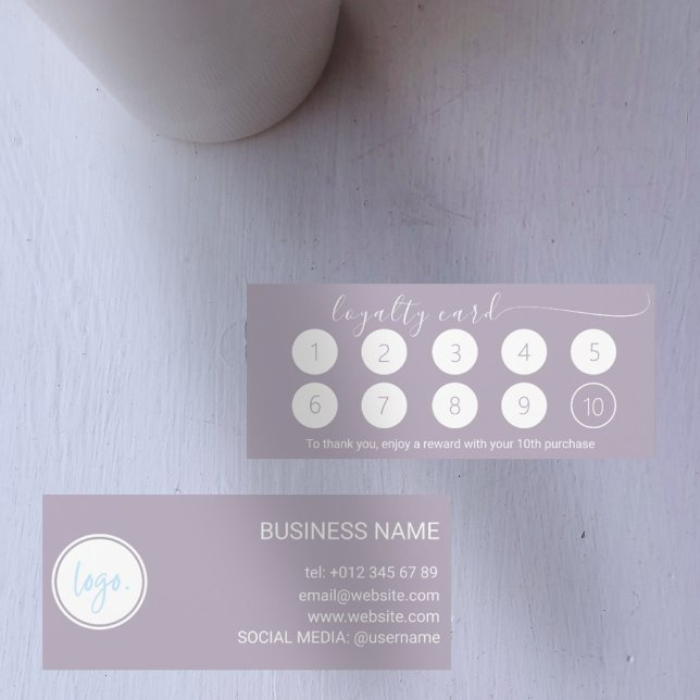 LAVENDER PURPLE LOYALTY CARD 10 WITH BUSINESS LOGO (Creator Uploaded)