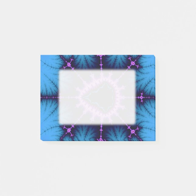 Lavender Purple Mandelbrot Cross on Blue Post-it Notes (Front)