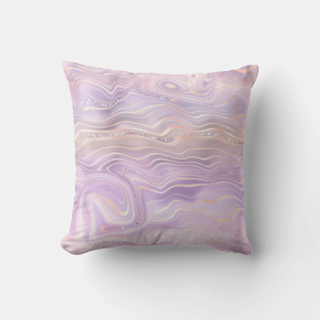 Lavender Purple Marble Strata Cushion (Front)