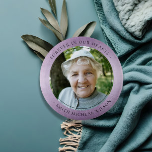 Lavender Purple Mauve Foil Sympathy Memorial Photo 6 Cm Round Badge