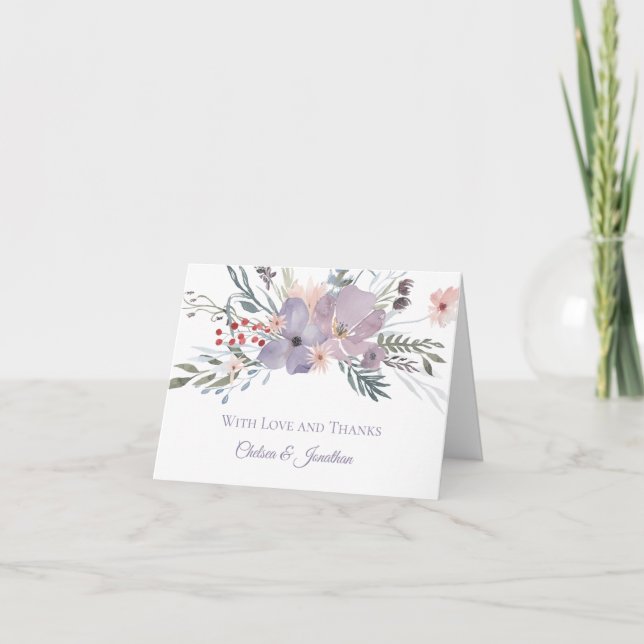 Lavender Purple Meadow Thank You Cards (Front)