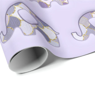Lavender Purple Mint Elephants Teal Lavender Wrapping Paper