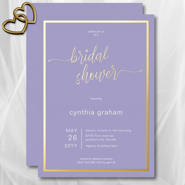 Lavender Purple Modern Minimal Bridal Shower (Lavender Purple Modern Minimal Bridal Shower Foil Invitation)