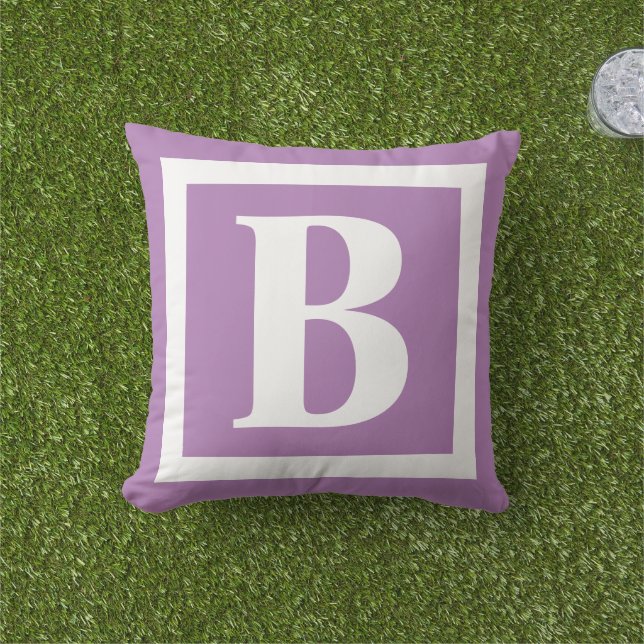 Lavender Purple Modern Monogram Letter  Cushion (Grass)