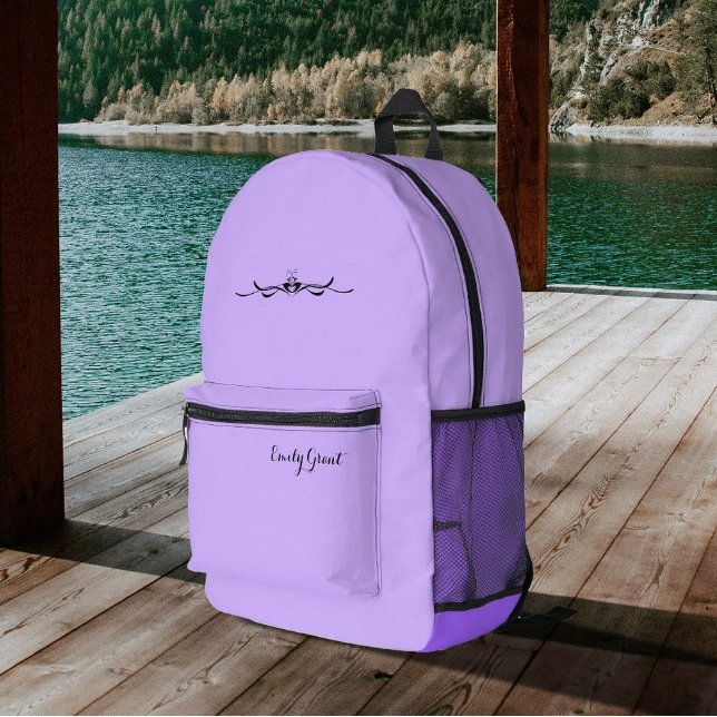 Lavender Purple Modern Personalised Printed Backpack (Creator Uploaded)