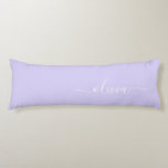 Lavender Purple Modern Script Girly Monogram Name Body Cushion<br><div class="desc">Lavender Purple Simple Script Monogram Name Body Pillow. The pillow makes the perfect sweet 16 birthday,  wedding,  bridal shower,  baby shower or bachelorette party gift for someone decorating her room in rose gold.</div>