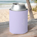 Lavender Purple Modern Script Girly Monogram Name Can Cooler<br><div class="desc">Lavender Purple Simple Script Elegant Birthday or Bachelorette Party Can Coolers. These Wedding,  Bridal Shower or Birthday Party Can Coolers can be customised to include your first name. Please contact the designer for customised matching items.</div>