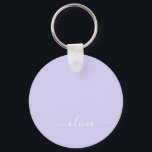 Lavender Purple Modern Script Girly Monogram Name Key Ring<br><div class="desc">Lavender Purple Simple Script Monogram Name Keychains (Key Chain). This makes the perfect sweet 16 birthday,  wedding,  bridal shower,  anniversary,  baby shower or bachelorette party gift for someone that loves glam luxury and chic styles.</div>
