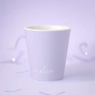 Lavender Purple Modern Script Girly Monogram Name Latte Mug