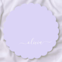 Lavender Purple Modern Script Girly Monogram Name