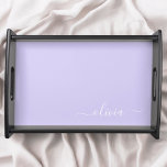 Lavender Purple Modern Script Girly Monogram Name Serving Tray<br><div class="desc">Lavender Purple Simple Script Monogram Name Place Serving Tray. This makes the perfect graduation,  birthday,  wedding,  bridal shower,  anniversary,  baby shower or bachelorette party gift for someone that loves glam luxury and chic styles.</div>