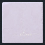 Lavender Purple Modern Script Girly Monogram Name Stone Coaster<br><div class="desc">Lavender Purple Simple Script Monogram Name Stone Tile. This makes the perfect graduation,  sweet 16 birthday,  wedding,  bridal shower,  anniversary,  baby shower or bachelorette party gift for someone that loves glam luxury and chic styles.</div>