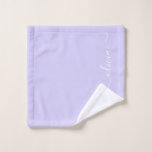 Lavender Purple Modern Script Girly Monogram Name Wash Cloth<br><div class="desc">Lavender Purple Simple Script Monogram Name Bathroom Towel. This makes the perfect sweet 16 birthday,  wedding,  bridal shower,  anniversary,  baby shower or bachelorette party gift for someone that loves glam luxury and chic styles.</div>