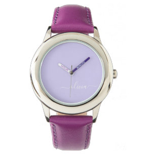 Lavender Purple Modern Script Girly Monogram Name Watch