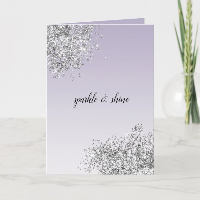 Lavender Purple Ombre Silver Glitter Sparkle Card (Front)