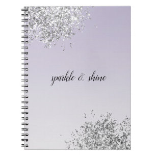 Lavender Purple Ombre Silver Glitter Sparkle Notebook