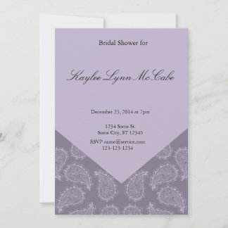 Lavender Purple Paisley Bridal Shower Invitation