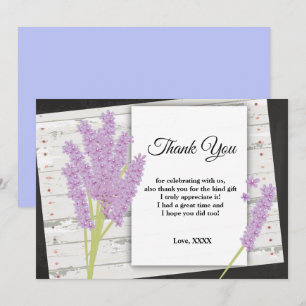lavender, purple, party, thank you card