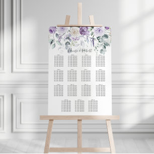Lavender Purple Peonies White Roses Seating Chart