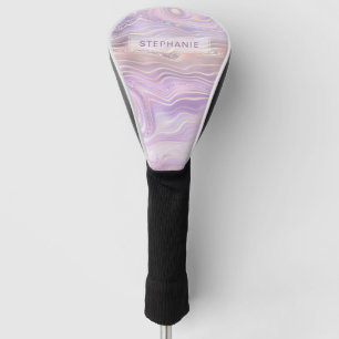 Lavender Purple Personalised Marble Strata Golf Head Cover