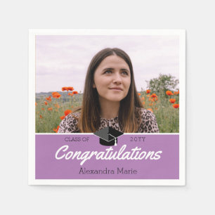 Lavender Purple Photo Graduation Class of 2022 Napkin