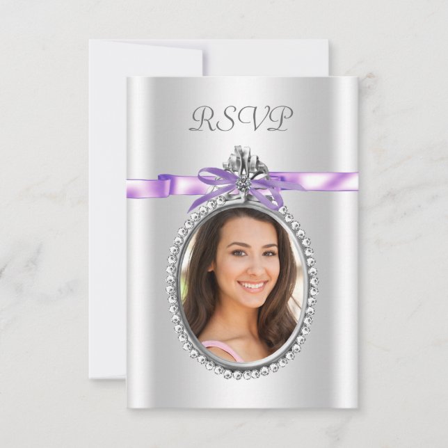 Lavender Purple Photo RSVP Cards (Front)